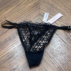 Victoria's Secret Black Lace “Peekaboo” Floral Thong